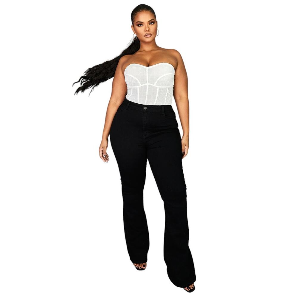 Az Denim Flare Jeans Black Stretch Bell Bottom Comfort 18W Slimming Curvy Boot